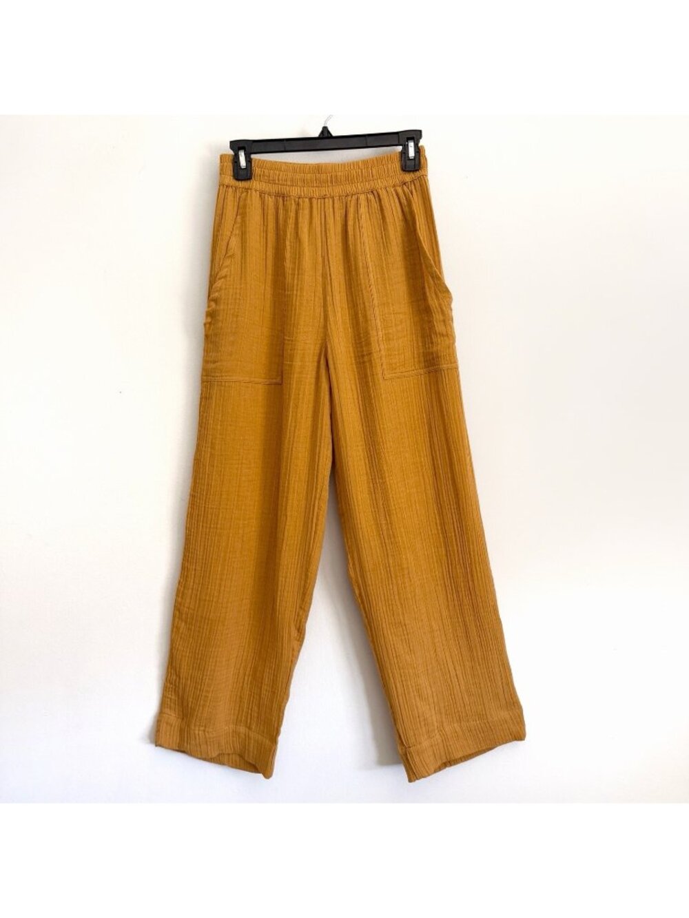Odd Bird Kardes Wide Leg Loungewear Pants Cotton Gauze Yellow Marigold Size XS